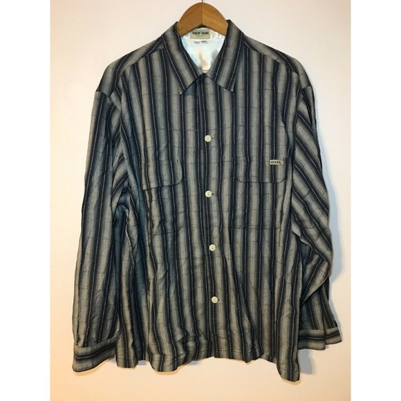 Guess Jeans Men's Long Sleeve Button Shirt Size Large Blue Gray - Picture 1 of 6
